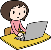 パソコンを使う女性イラスト